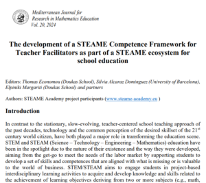 The development of a STEAME Competence Framework for Teacher Facilitators as part of a STEAME ecosystem for school education